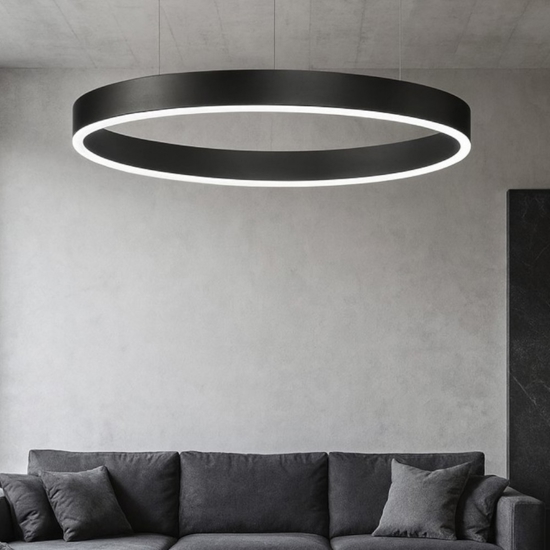 Lampadario anello nero 60cm led 40w 2700k a 6000k dimmerabile