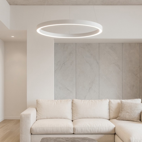 Krizia sm bianco gea luce lampadario led 50w 3000k cerchio