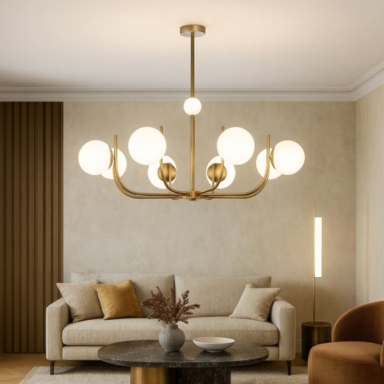 Maytoni lampadario oro ottone 8 luci per soggiorno salotto