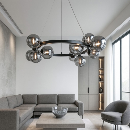 Maytoni dallas lampadario moderno sfere vetro fume'