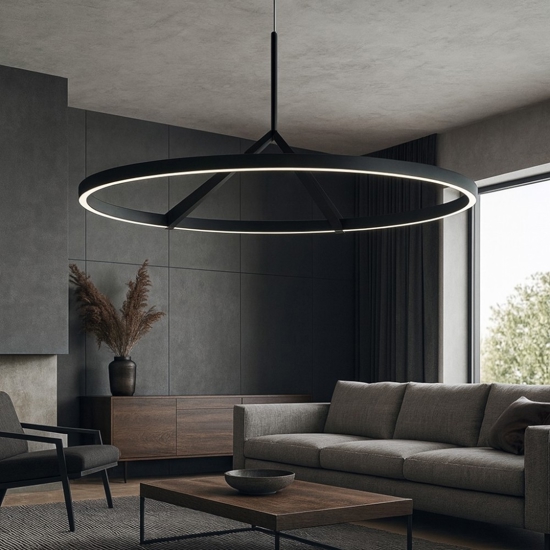 Lampadario nero moderno led 51w 3000k 4000k vivida meridiana