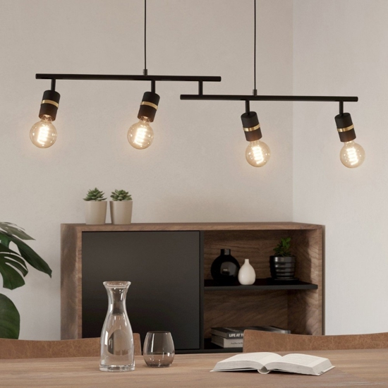 Lurone eglo lampadario da cucina moderno orientabile colore nero