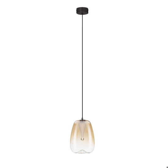 Lampada a sospensione da cucina con paralume in vetro ambrato led 3000k