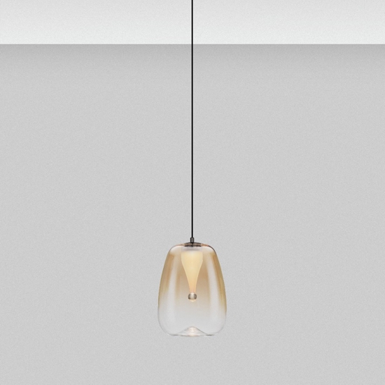 Lampada a sospensione da cucina con paralume in vetro ambrato led 3000k