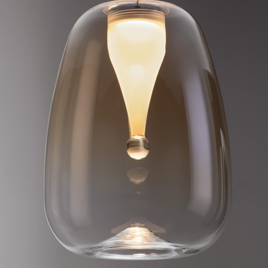Lampada a sospensione da cucina con paralume in vetro ambrato led 3000k