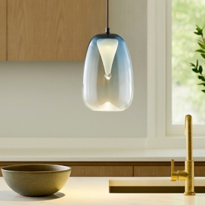 Visualizza i dettagli per Lampada a sospensione blu da cucina portalampada in vetro led 3000k Lampada a sospensione blu da cucina portalampada in vetro led 3000k