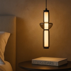 Visualizza i dettagli per Lampada a sospensione per comodino in vetro fume' led 3000k dimmerabile Lampada a sospensione per comodino in vetro fume' led 3000k dimmerabile