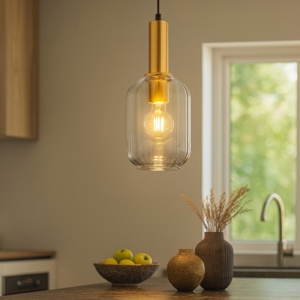 Lampada a sospensione per isola cucina moderna dettagli colore oro