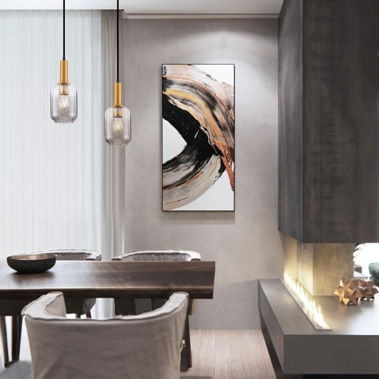 Lampada a sospensione per isola cucina moderna dettagli colore oro