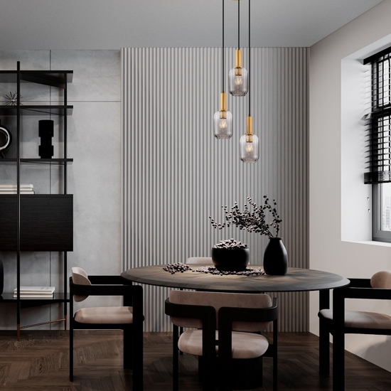 Lampadario da cucina 3 luci con portalampada in vetro