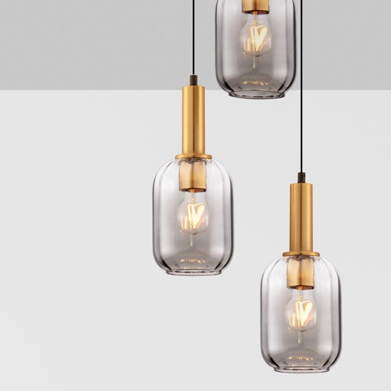 Lampadario da cucina 3 luci con portalampada in vetro