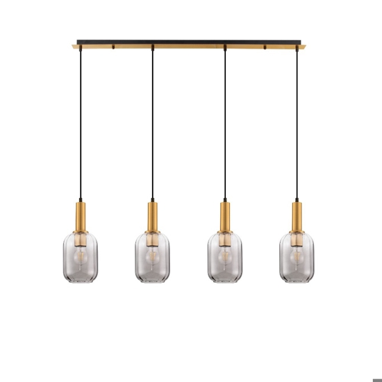 Lampadario da cucina moderna 4 luci con paralumi in vetro