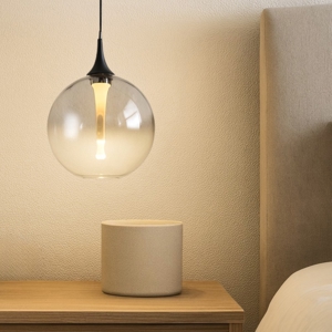 Lampada a sospensione per comodino con sfera in vetro led 3000k