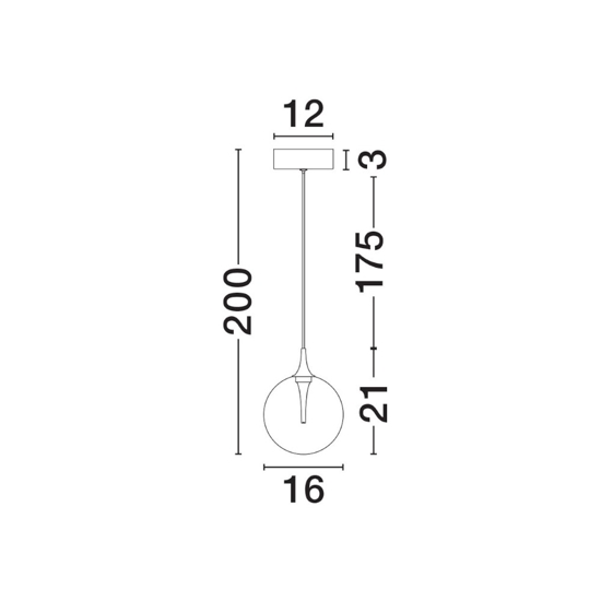 Lampada a sospensione per comodino con sfera in vetro led 3000k