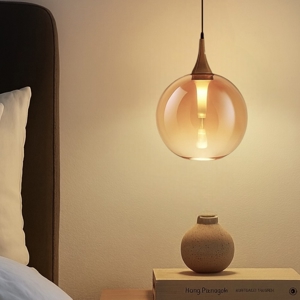 Visualizza i dettagli per Lampada a sospensione per camera da letto con sfera in vetro led 3000k Lampada a sospensione per camera da letto con sfera in vetro led 3000k