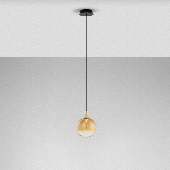 Lampada a sospensione per camera da letto con sfera in vetro led 3000k