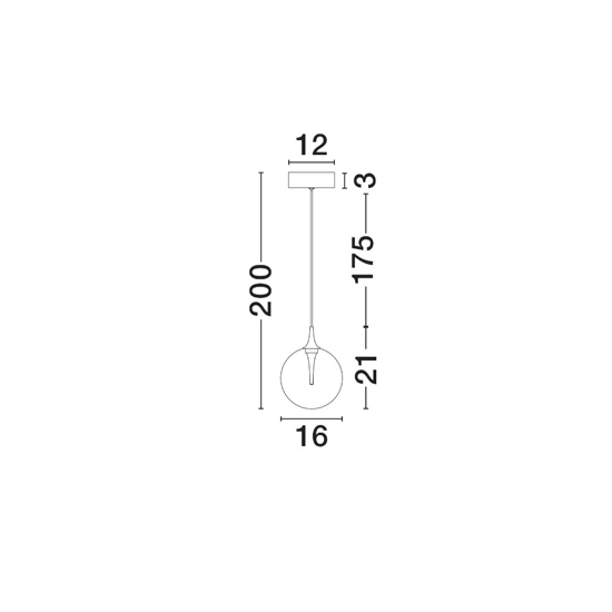 Lampada a sospensione per camera da letto con sfera in vetro led 3000k