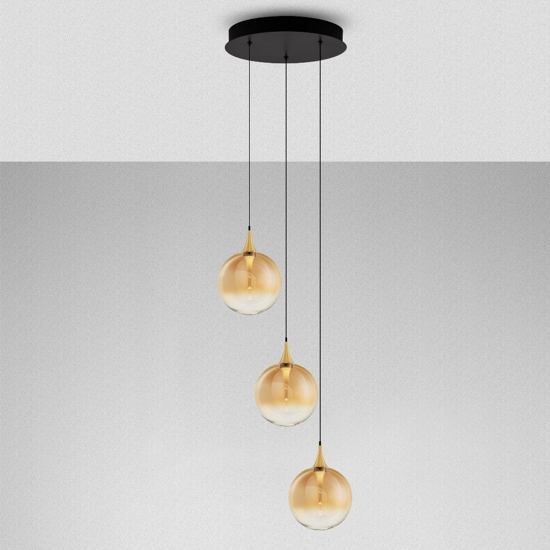 Lampadario da cucina moderna 3 luci sferiche led 3000k