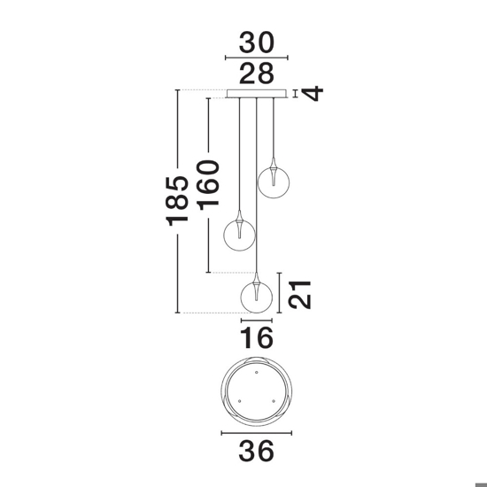 Lampadario da cucina moderna 3 luci sferiche led 3000k