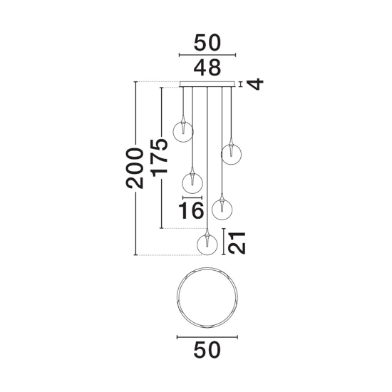 Lampadario da cucina led 3000k minimal con sfere in vetro