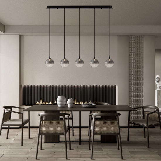 Lampadario da cucina 5 luci moderno led 3000k dimmerabile