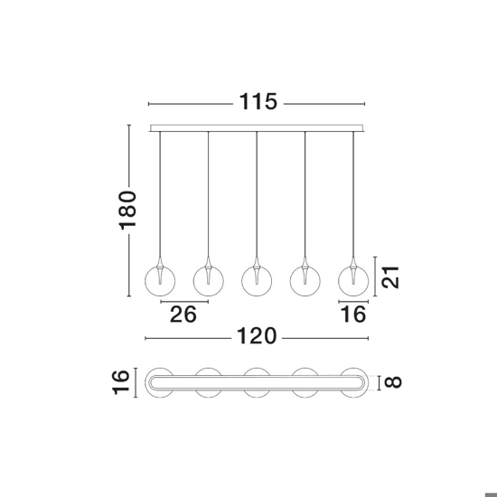 Lampadario da cucina con sfere pendenti led 3000k dimmerabile