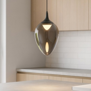 Visualizza i dettagli per Lampada a sospensione per isola cucina in vetro fume' led 3000k Lampada a sospensione per isola cucina in vetro fume' led 3000k
