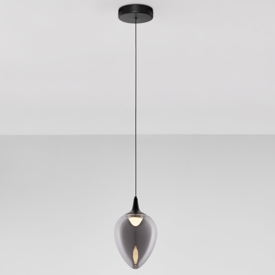 Lampada a sospensione per isola cucina in vetro fume' led 3000k
