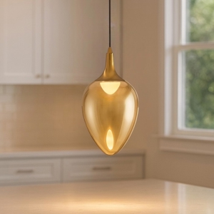 Visualizza i dettagli per Lampada a sospensione da cucina moderna in vetro ambrato led 3000k Lampada a sospensione da cucina moderna in vetro ambrato led 3000k
