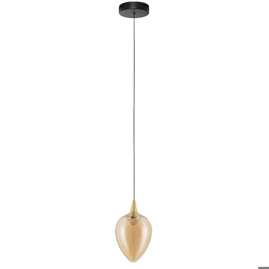 Lampada a sospensione da cucina moderna in vetro ambrato led 3000k