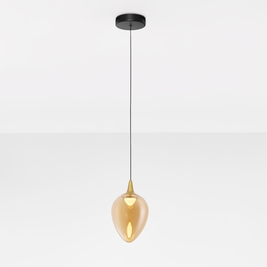 Lampada a sospensione da cucina moderna in vetro ambrato led 3000k