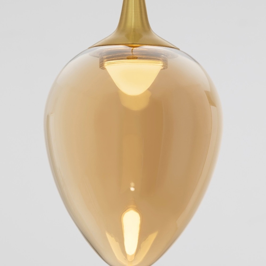 Lampada a sospensione da cucina moderna in vetro ambrato led 3000k