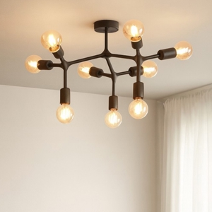 Visualizza i dettagli per Bocadella 1 eglo plafoniera moderna nera 9 luci per salotto Bocadella 1 eglo plafoniera moderna nera 9 luci per salotto