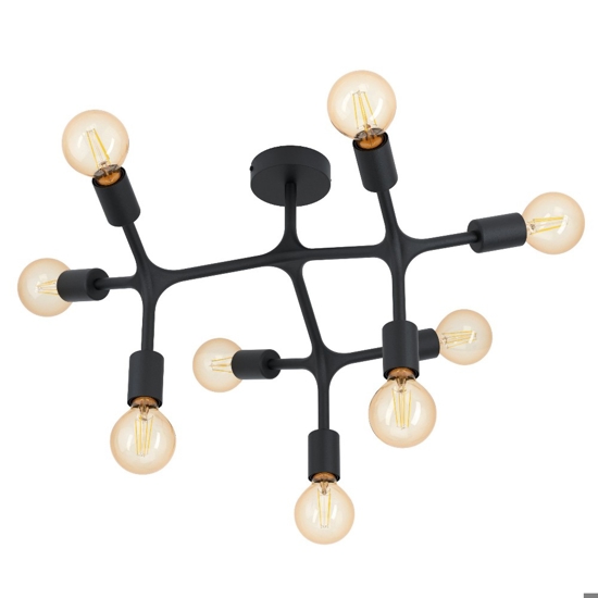Bocadella 1 eglo plafoniera moderna nera 9 luci per salotto