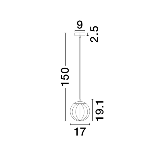 Lampada a sospensione da cucina con sfera in vetro lavorato