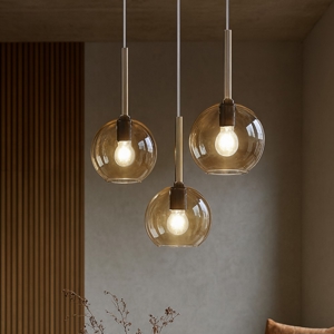Lampadario per soggiorno moderno vetro ambra