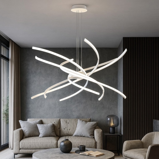 Lampadario per soggiorno moderno bianco tornado led 69w 4000k