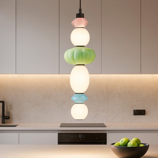 Lampada a sospensione da cucina moderna in vetro e ceramica led 3000k