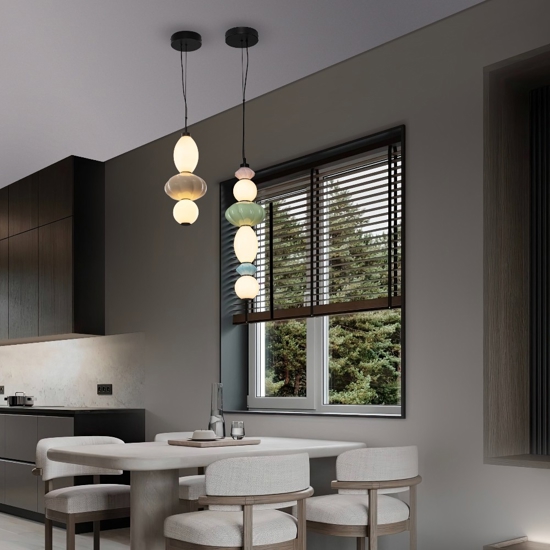 Lampada a sospensione da cucina moderna in vetro e ceramica led 3000k