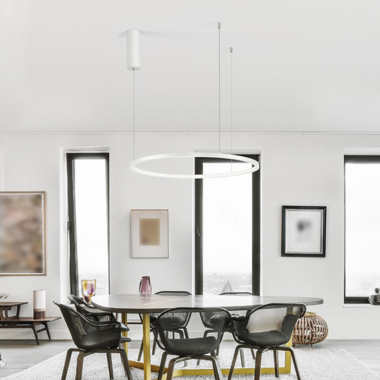 Lampadario cerchio 100cm bianco led dimmerabile