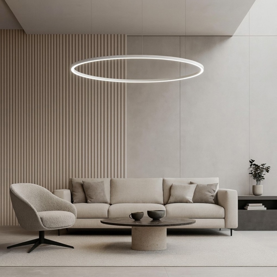 Lampadario cerchio 100cm bianco led dimmerabile