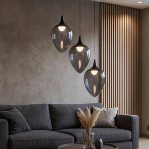 Visualizza i dettagli per Lampadario moderno da salotto led 3000k 3 luci vetro fume' Lampadario moderno da salotto led 3000k 3 luci vetro fume'