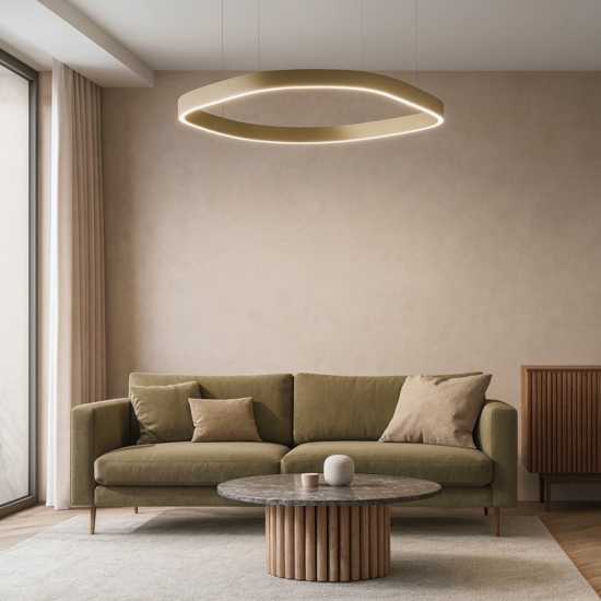 Lampadario led 60w 3000k verde gea luce criseide quadrato