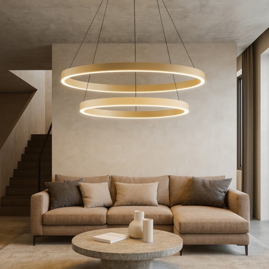 Gea luce criseide lampadario moderno led 75w 3000k circolare colore oro