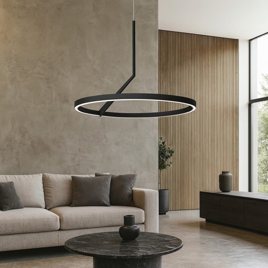 Lampadario moderno nero led 44w 3000k 4000k vivida meridiana