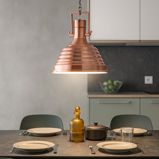 Ideal lux fisherman sp1 lampadario da cucina vintage lanterna rame