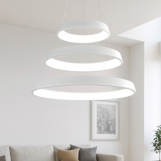 Lampadario moderno led 102w 3200k affralux anelli diodi