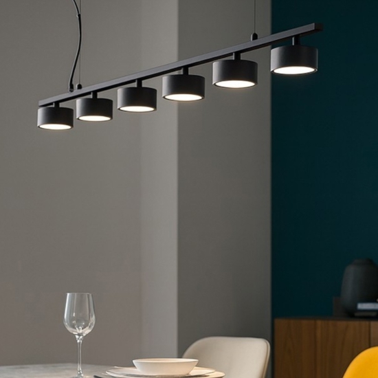Minor linear sp6 nero ideal lux lampadario nero moderno per soggiorno