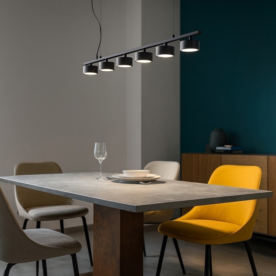 Minor linear sp6 nero ideal lux lampadario nero moderno per soggiorno