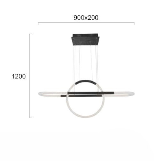 Lampadario a led design per soggiorno moderno nero 3000k fp